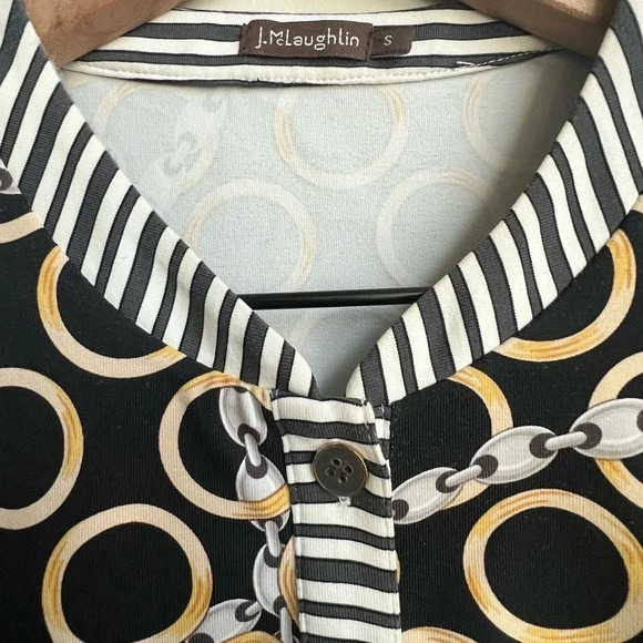 J McLaughlin Banded Collar Biscayne Tunic Top Gold Catalina Cloth Chain Print - Picture 4 of 16